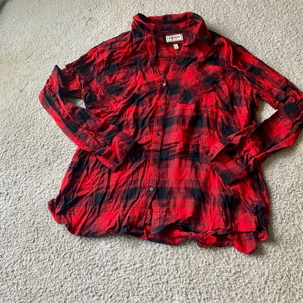 Express Plaid Boyfriend Shirt